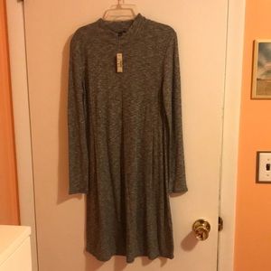 Madewell Long-Sleeve Knit Dress - Light Gray/Black
